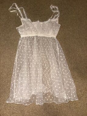 Vintage Victoria’s Secret White Polka Dot Sheer Babydoll Nightie Lingerie Xs